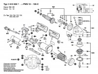 Bosch 0 603 324 703 Pws 13-125 C Universal Angle Grinder 230 V / Eu Spare Parts